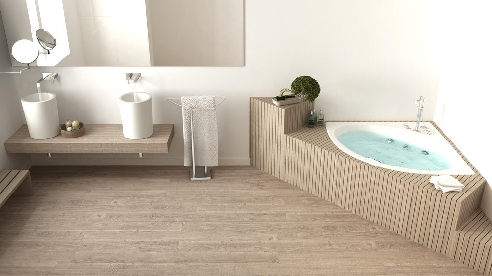 Pavimento finto legno Pavimenti effetto legno in bagno - Nanni Giancarlo