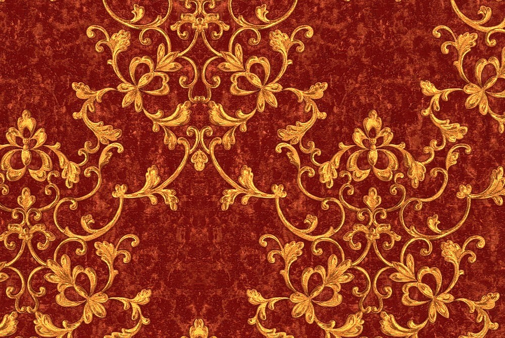 46505   carta da parati rosso e oro stile barocco damascata lussosa