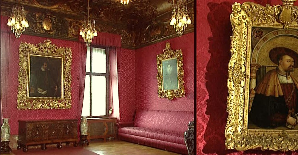 Castello Sigmaringen pareti color rosso carta da parati rossa