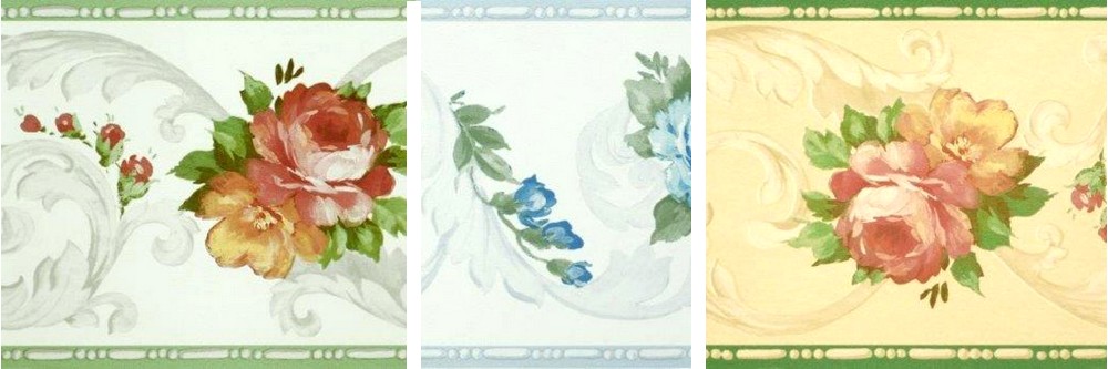bordi carta da parati country stile romantico a fiori - bordi tappezzeria fiori
