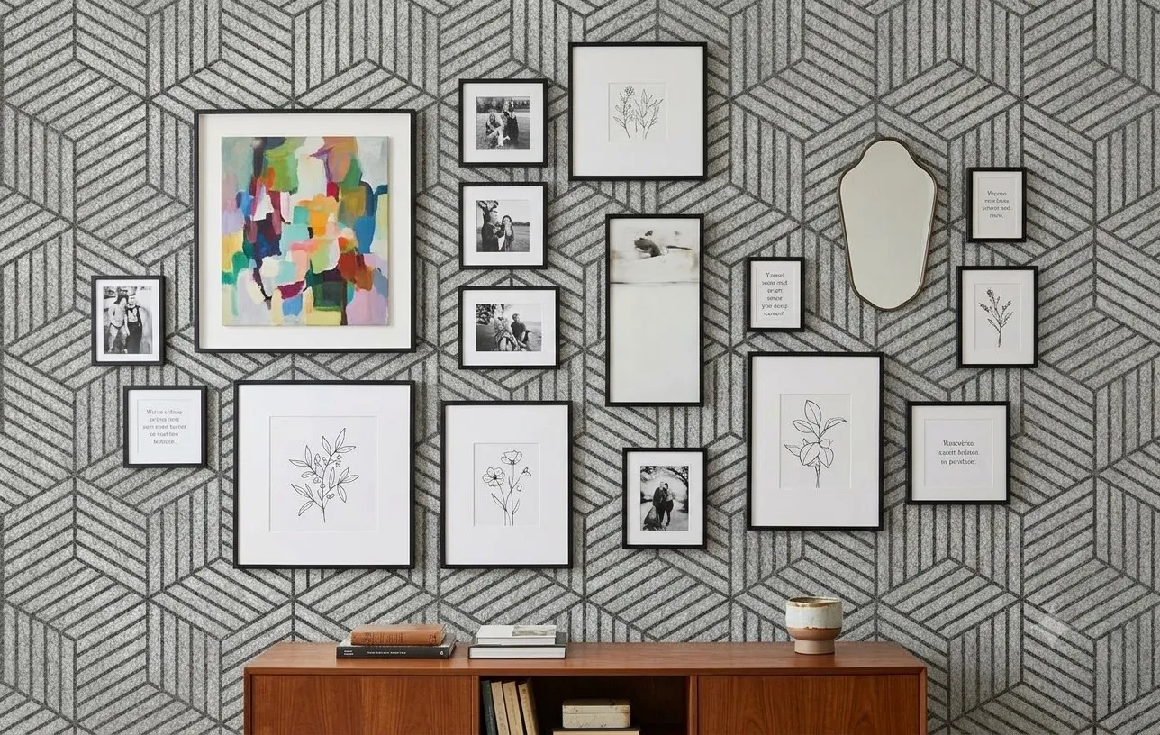 Carta da parati geometrica gallery wall