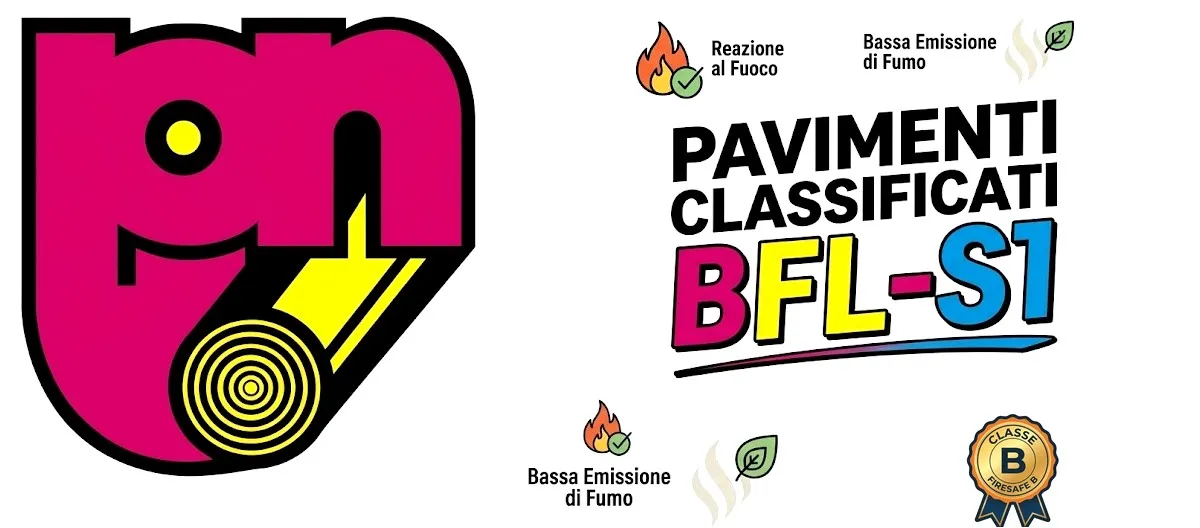 Panoramica dei pavimenti e sistemi di rivestimento certificati Bfl-s1 proposti da Nanni Giancarlo.