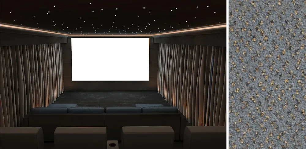 I numerosi colori della moquette lasciano una grande varietà di abbinamenti nel design dell'home cinema trasformare stanza in home theatre 17