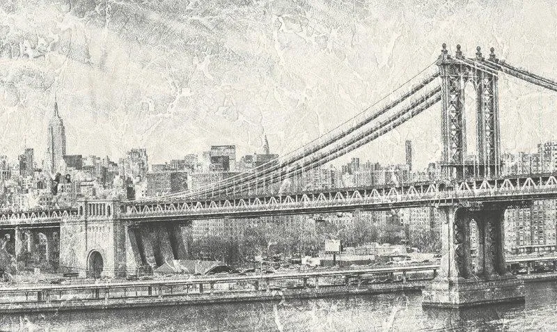 Carta da parati grigia Ponte NY in grigio - Nanni Giancarlo carta parati grigia pareti grigio argento carta da parati grigia e bianca