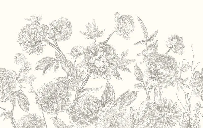 Carta da parati in bianco e nero a fiori - Nanni Giancarlo Carta parati in bianco e nero a fiori stilizzati in bianco e nero - Nanni Giancarlo