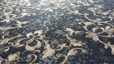 OD 46508 | Carta da parati classica di lusso in nero e oro [lavorazione goffrata]