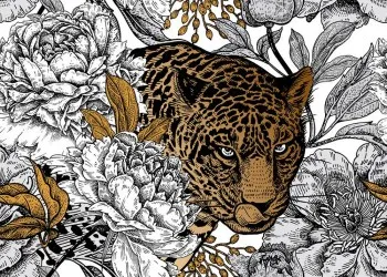 KYO | Carta da parati ghepardo e peonie