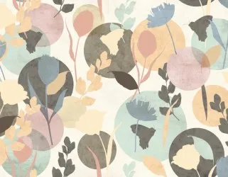 PRIMAVERA | Carta da parati con fiori e cerchi - Colore 58