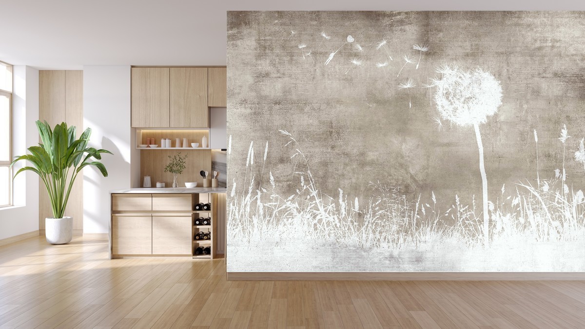 carta da parati beige tortora con soffione