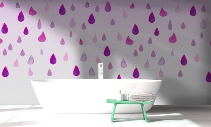 Carta da parati Digitale x Bagno e Cucina - L2-98519 gocce fuxia