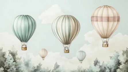 FLY IN THE SKY | Carta da parati mongolfiere - Cod. 947