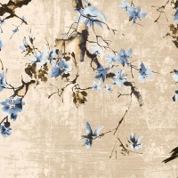 SAKU | Carta da parati fiori e uccellini - Colore 241 [particolare]