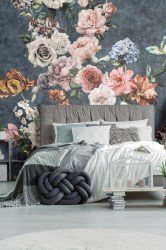 FLOWERS VM | Carta da parati metallizzata argento