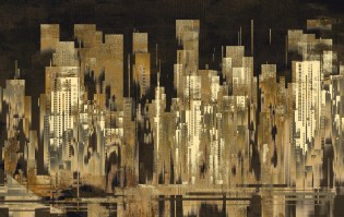 CITY | Carta da parati su misura con grattacieli - Col. 252 [nero e oro]
