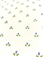 BLO 52508 | Carta da parati pattern a fiorellini azzurri e foglioline verdi