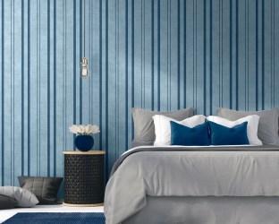 Carta da parati a righe - Coordinabile alle foglie