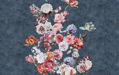 FLOWERS VM | Carta da parati argento metallizzata